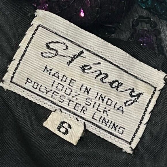 Stenay Black Silk Sequins Vintage Dress Size 6 - Picture 2 of 13